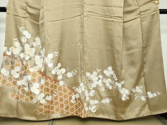 平和屋着物●豪華色留袖　作家物　駒刺繍　流水草花籬文　金彩　正絹　逸品　DABI2142ud