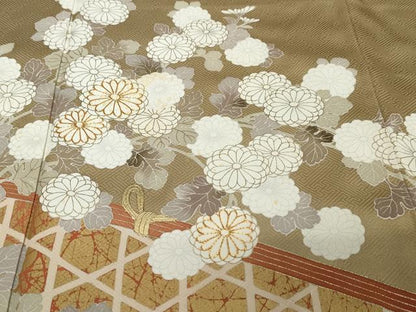 平和屋着物●豪華色留袖　作家物　駒刺繍　流水草花籬文　金彩　正絹　逸品　DABI2142ud