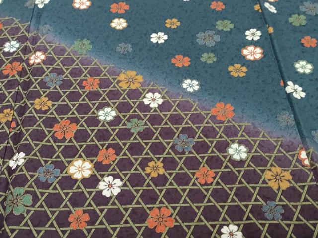 平和屋着物●訪問着　籠の目舞花文　暈し染め　正絹　逸品　DABI2143ud