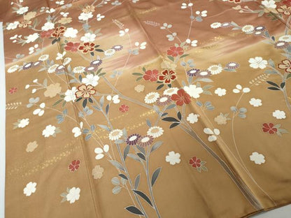 平和屋着物●訪問着　駒刺繍　草花文　暈し染め　金彩　正絹　逸品　DABI2144ud