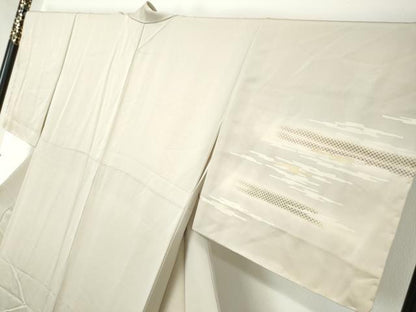 平和屋着物●訪問着　刺繍　鹿の子舞桜文　暈し染め　金銀糸　正絹　逸品　DABI2147ud