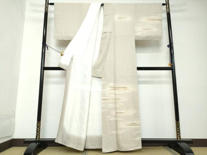 平和屋着物●訪問着　刺繍　鹿の子舞桜文　暈し染め　金銀糸　正絹　逸品　DABI2147ud