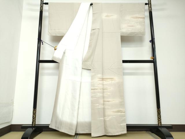 平和屋着物●訪問着　刺繍　鹿の子舞桜文　暈し染め　金銀糸　正絹　逸品　DABI2147ud
