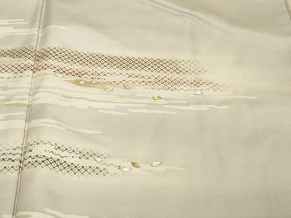 平和屋着物●訪問着　刺繍　鹿の子舞桜文　暈し染め　金銀糸　正絹　逸品　DABI2147ud