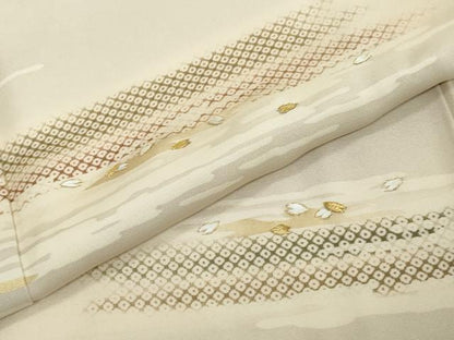 平和屋着物●訪問着　刺繍　鹿の子舞桜文　暈し染め　金銀糸　正絹　逸品　DABI2147ud