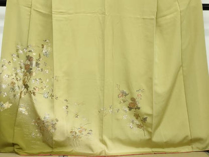 平和屋着物●訪問着　草花文　暈し染め　金銀彩　正絹　逸品　DABI2148ud
