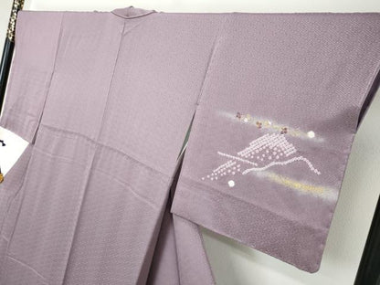 平和屋着物●訪問着　絞り　刺繍　草花霞文　暈し染め　金彩　さが美扱い　正絹　逸品　未使用　DABI2150ud
