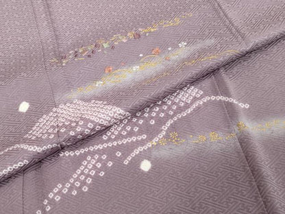 平和屋着物●訪問着　絞り　刺繍　草花霞文　暈し染め　金彩　さが美扱い　正絹　逸品　未使用　DABI2150ud
