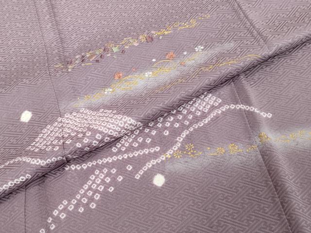 平和屋着物●訪問着　絞り　刺繍　草花霞文　暈し染め　金彩　さが美扱い　正絹　逸品　未使用　DABI2150ud