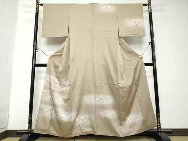 平和屋着物●訪問着　駒刺繍　草花文　暈し染め　金彩　三越扱い　正絹　逸品　DABI2151ud