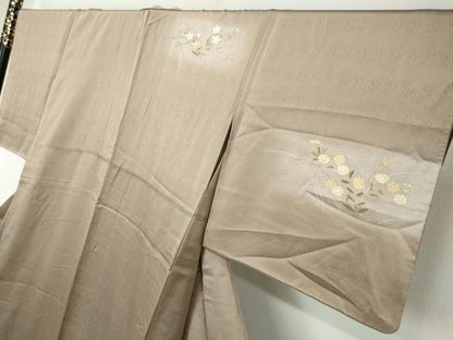 平和屋着物●訪問着　駒刺繍　草花文　暈し染め　金彩　三越扱い　正絹　逸品　DABI2151ud