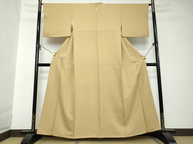 平和屋着物●上質な色無地　紋意匠　飴色　正絹　逸品　DABI2153ud
