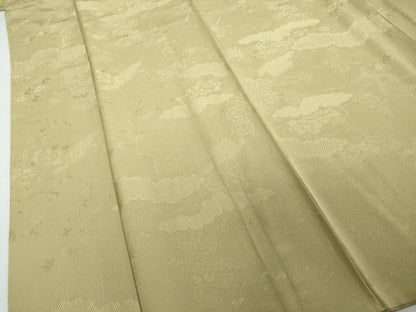平和屋着物●上質な色無地　雲霞草花地紋　榛色　さが美扱い　正絹　逸品　DABI2154ud