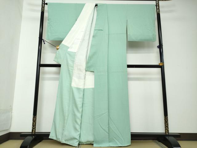 平和屋着物●上質な色無地　白群色　正絹　逸品　未使用　DABI2155ud