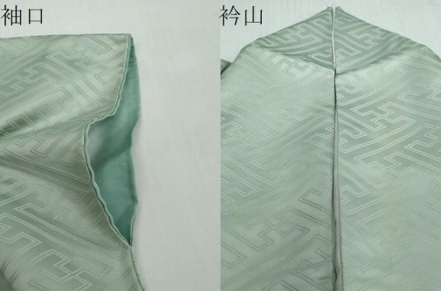 平和屋着物●上質な色無地　紗綾型地紋　水色　正絹　逸品　DABI2156ud