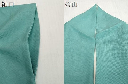平和屋着物●染色作家　田中文子　色無地　市松地紋　新橋色　正絹　逸品　DABI2157ud