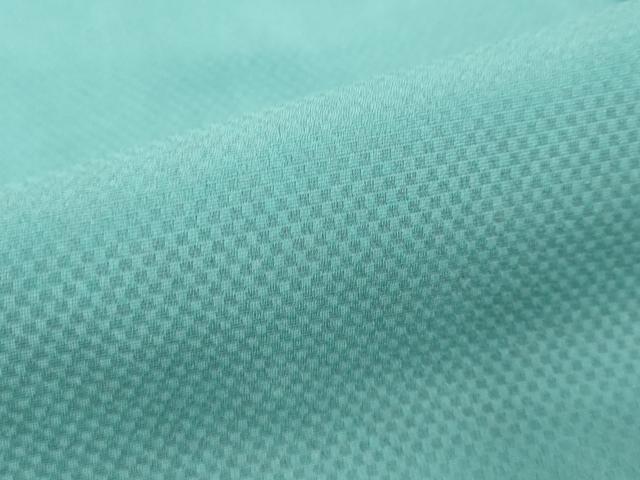 平和屋着物●染色作家　田中文子　色無地　市松地紋　新橋色　正絹　逸品　DABI2157ud