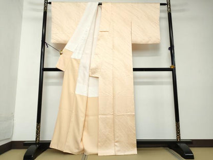 平和屋着物●上質な色無地　霞地紋　灰梅色　正絹　逸品　DABI2161ud