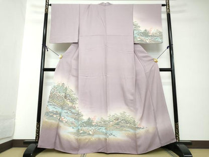 平和屋着物●訪問着　寿光織　修学院離宮　暈し染め　金糸　正絹　逸品　DABI2166ud