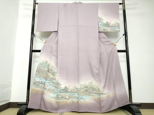 平和屋着物●訪問着　寿光織　修学院離宮　暈し染め　金糸　正絹　逸品　DABI2166ud