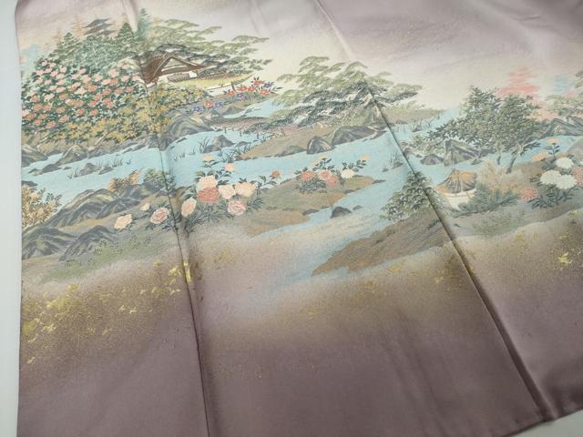 平和屋着物●訪問着　寿光織　修学院離宮　暈し染め　金糸　正絹　逸品　DABI2166ud