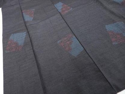 平和屋着物●結城紬　80亀甲　飛び亀甲柄　色紙花文　正絹　逸品　DABI2167ud