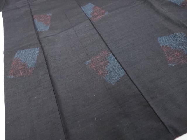 平和屋着物●結城紬　80亀甲　飛び亀甲柄　色紙花文　正絹　逸品　DABI2167ud