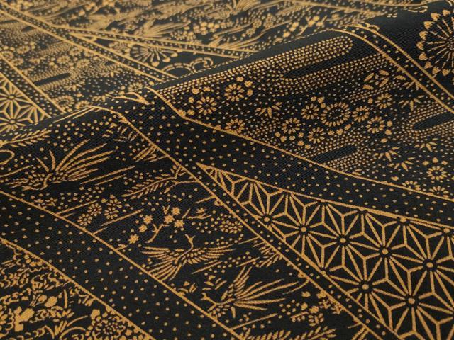 平和屋着物●上質な小紋　型染め　吉祥花鳥文　黒地　正絹　逸品　未使用　DABI2168ud