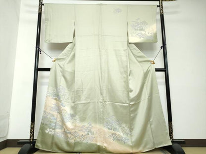 平和屋着物●訪問着　風景籬文　暈し染め　正絹　逸品　未使用　DABI2169ud