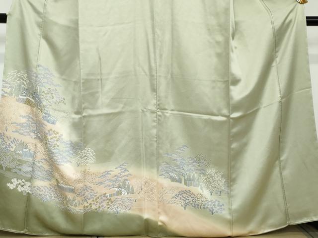 平和屋着物●訪問着　風景籬文　暈し染め　正絹　逸品　未使用　DABI2169ud
