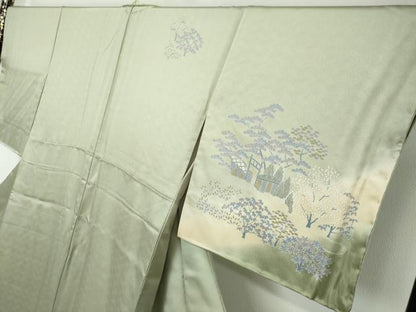 平和屋着物●訪問着　風景籬文　暈し染め　正絹　逸品　未使用　DABI2169ud