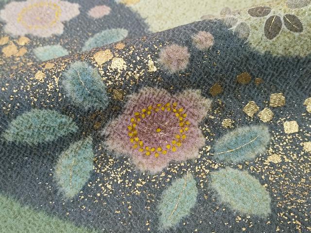 平和屋着物●訪問着　作家物　駒刺繍　流水吉祥草花文　金彩　三越扱い　正絹　逸品　DABI2172ud