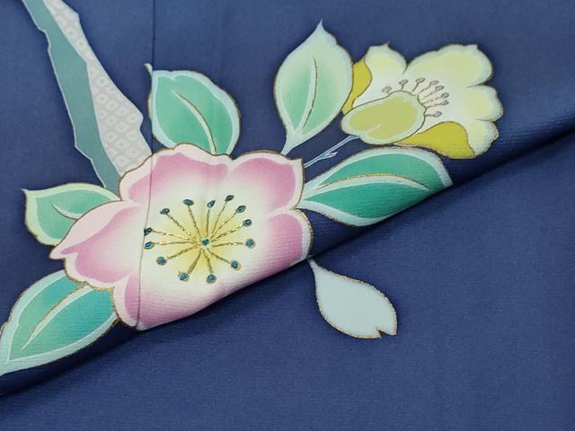平和屋着物●訪問着　すずや姫　刺繍　花蝶文　金彩　正絹　逸品　DABI2174ud