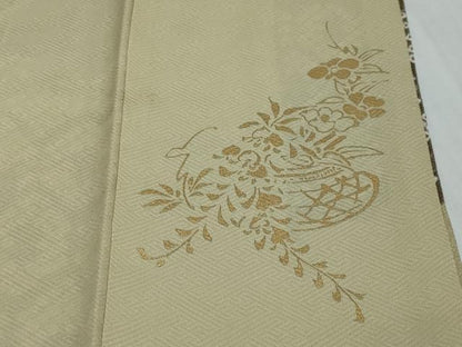 平和屋着物●訪問着　駒刺繍　絞り　扇面草花文　金銀彩　正絹　逸品　DABI2177ud