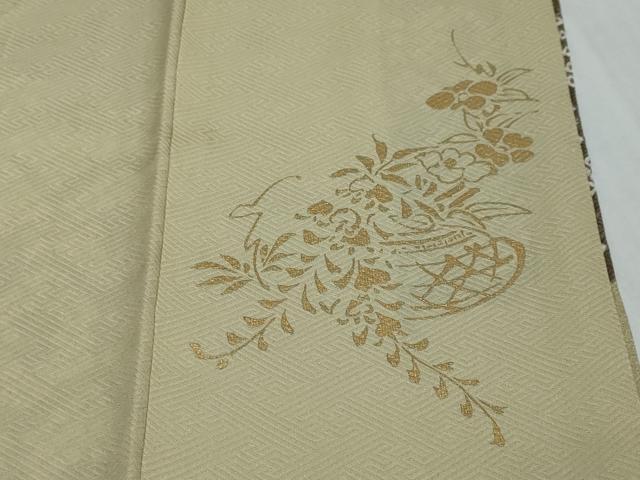 平和屋着物●訪問着　駒刺繍　絞り　扇面草花文　金銀彩　正絹　逸品　DABI2177ud