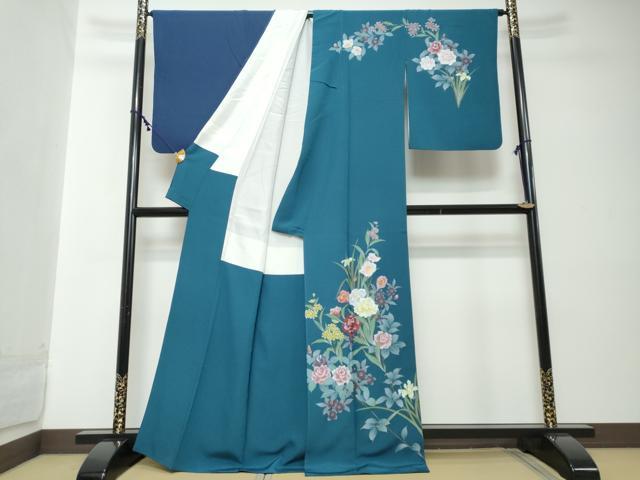 平和屋着物●訪問着　草花文　暈し染め　正絹　逸品　DABI2178ud