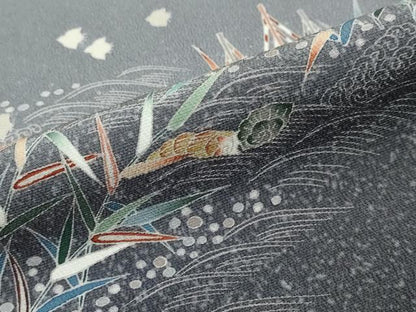 平和屋着物●訪問着　友禅　流水草花文　暈し染め　正絹　逸品　DABI2179ud