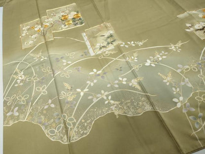 平和屋着物●豪華色留袖　駒刺繍　色紙重ね草花文　暈し染め　正絹　逸品　DABI2180ud