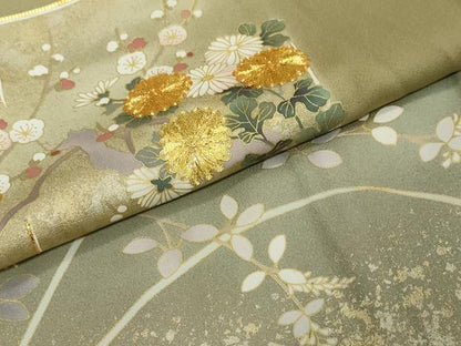 平和屋着物●豪華色留袖　駒刺繍　色紙重ね草花文　暈し染め　正絹　逸品　DABI2180ud