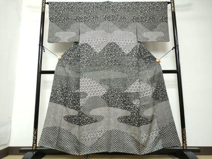平和屋着物●訪問着　吉祥柄　黒地　正絹　逸品　DABI2181ud