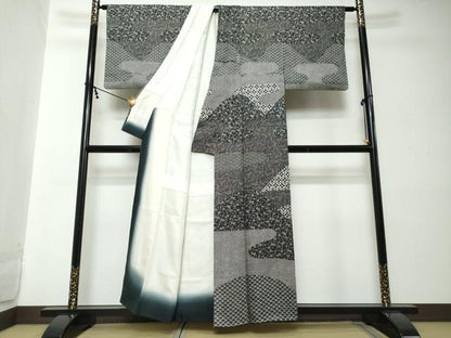 平和屋着物●訪問着　吉祥柄　黒地　正絹　逸品　DABI2181ud