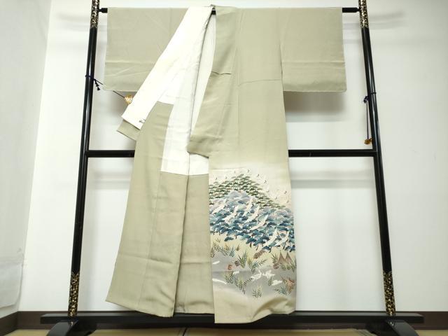 平和屋着物●豪華色留袖　友禅　作家物　飛鶴樹林文　暈し染め　銀座おゝぎ屋扱い　正絹　逸品　未使用　DABI2182ud