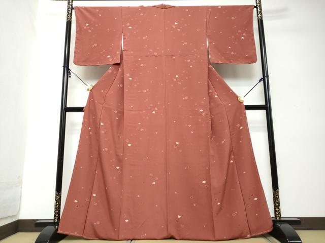 平和屋着物●上質な小紋　地紋起こし　箔散らし文　金銀彩　正絹　逸品　DABI2183ud