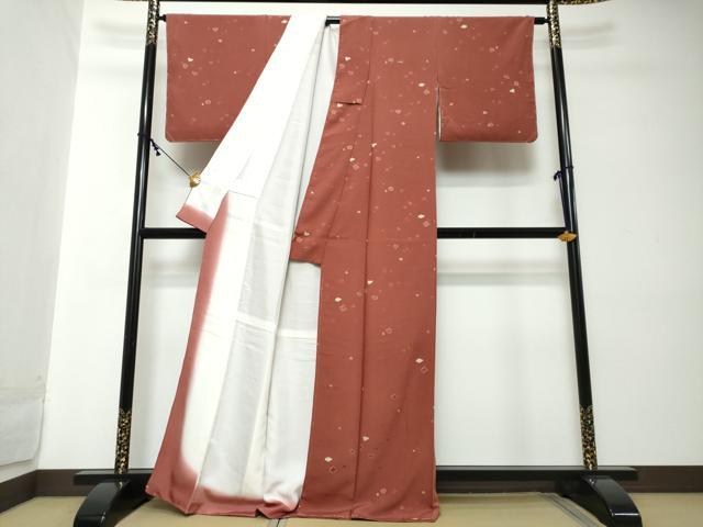 平和屋着物●上質な小紋　地紋起こし　箔散らし文　金銀彩　正絹　逸品　DABI2183ud