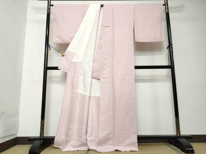 平和屋着物●上質な色無地　霞地紋　撫子色　正絹　逸品　未使用　DABI2188ud