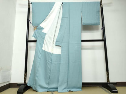 平和屋着物●上質な色無地　紗綾型地紋　浅縹色　正絹　逸品　未使用　DABI2190ud