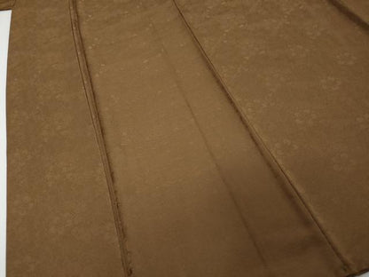 平和屋着物●上質な色無地　花尽くし地紋　枯茶色　正絹　逸品　DABI2192ud