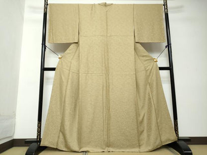 平和屋着物●上質な色無地　花尽くし地紋　榛色　正絹　逸品　未使用　DABI2193ud