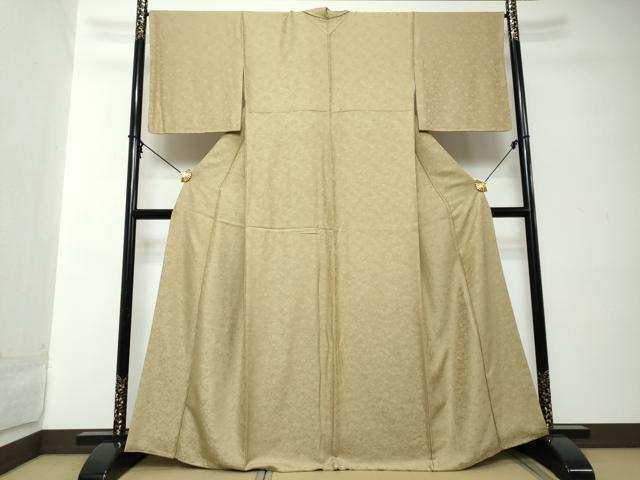 平和屋着物●上質な色無地　花尽くし地紋　榛色　正絹　逸品　未使用　DABI2193ud