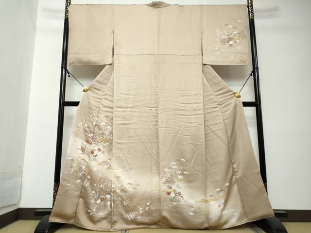平和屋着物●訪問着　風景草花文　暈し染め　金彩　正絹　逸品　DABI2195ud